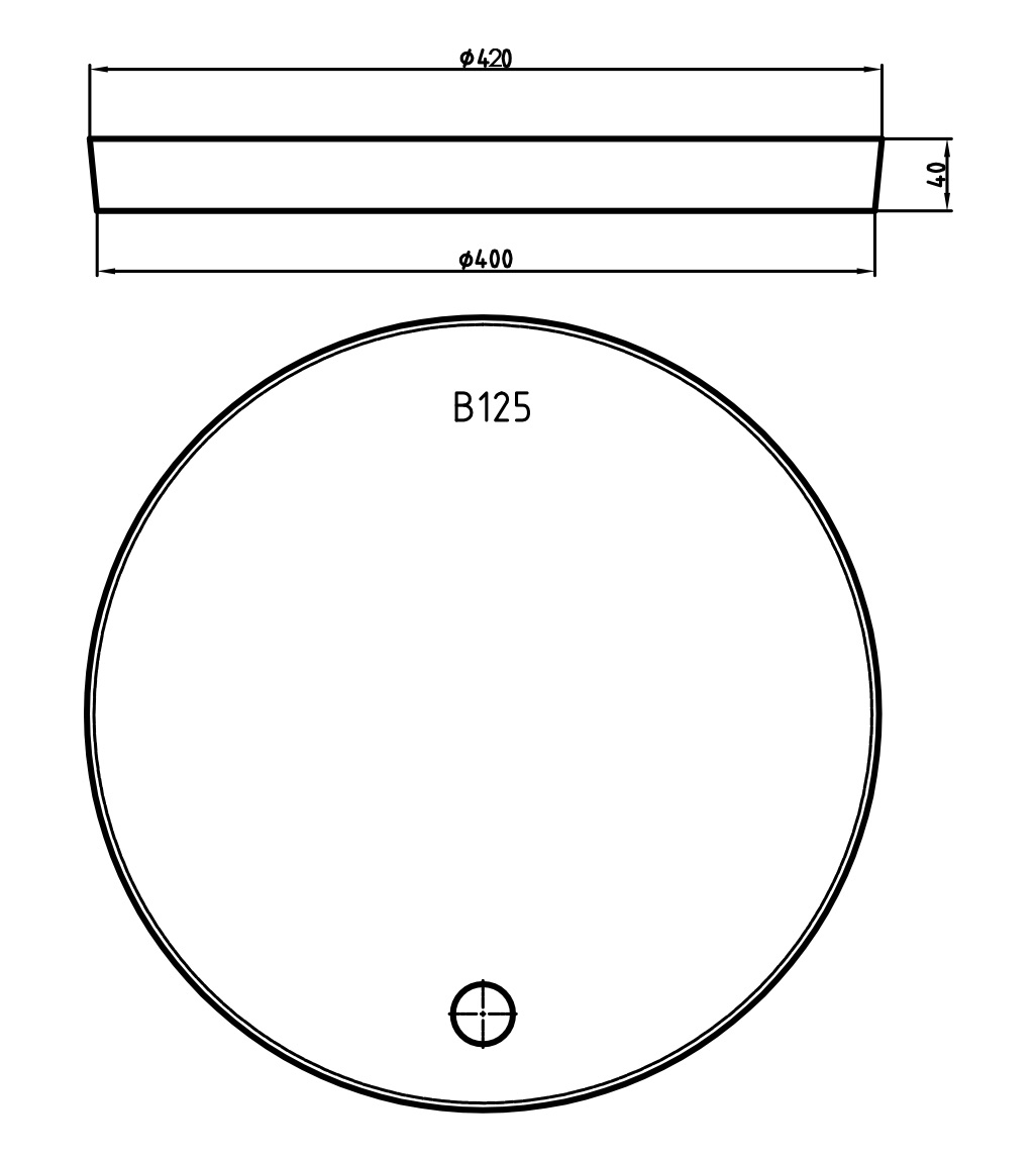 Polymer-concrete covers, Ø400 mm, Class A15, B125