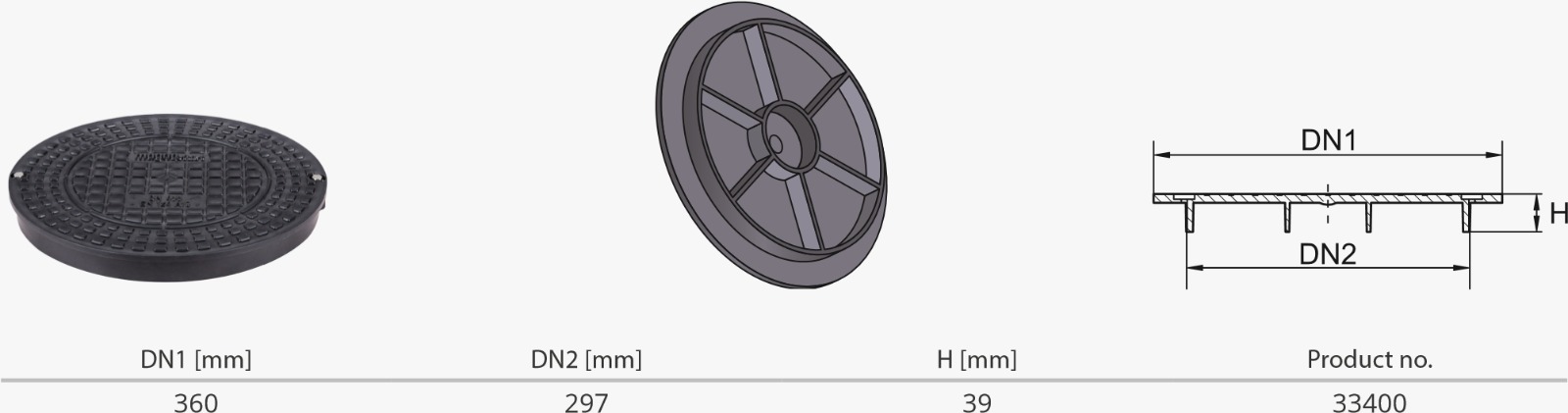 Cover PP, 315, Class A15, for installation on corrugated pipe