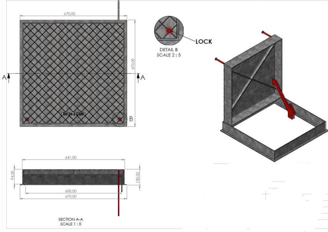 Access cover with flooring built-in, Class C250