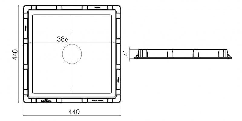 Cover with a frame for collection shaft PP, 40x40, Class A15