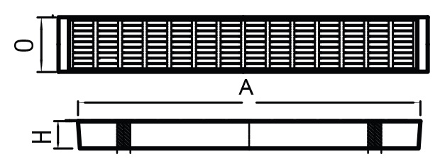 Polymer-concrete covers, 1000 x 500 mm, Class B125