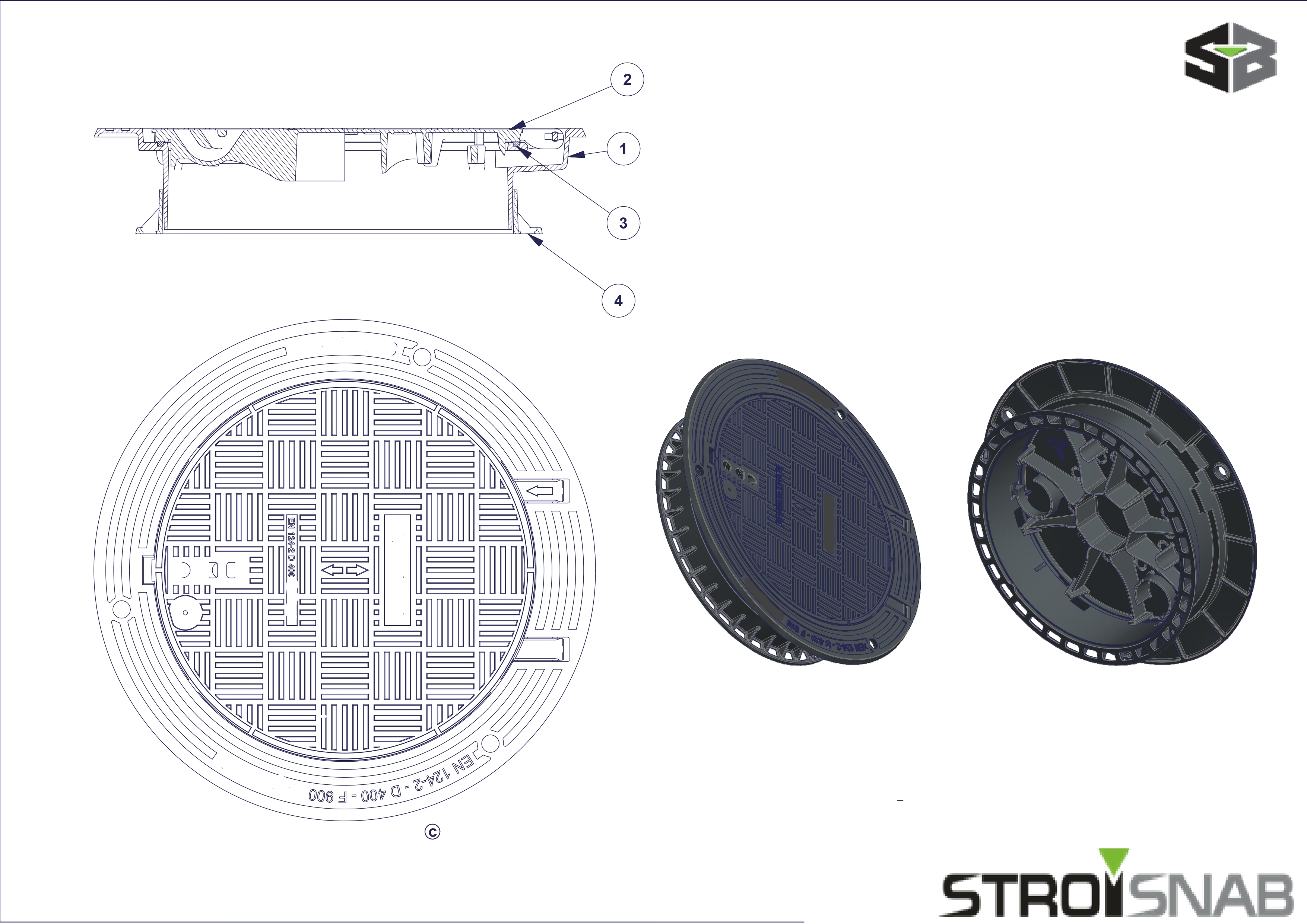 Самонивелиращ Чугунен Капак, Ф820, Клас D400