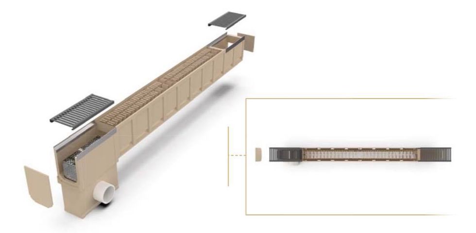 Monoblock Linear Drains, 260 x 1000 x 370 mm, Class F900