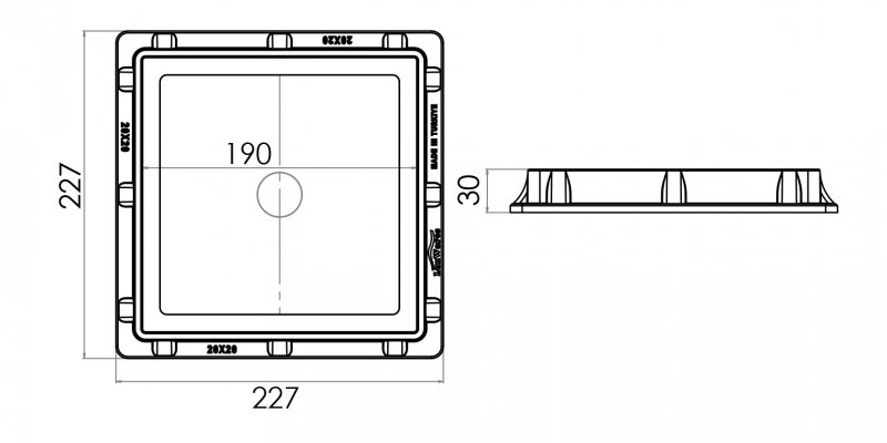 Cover with a frame for collection shaft PP, 20x20, Class A15