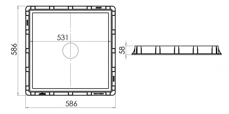 Grid with a frame for collection shaft PP, 55x55, Class A15