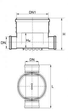 Shaft bottom, 400 with 1 inlet and 1 outlet, Ø 200 