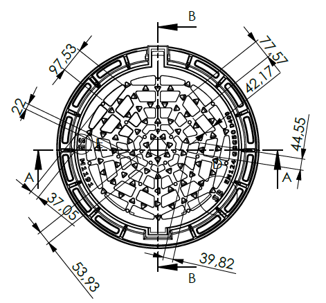 Чугуненa Решеткa с кръгла рамка Ф600, Клас D400