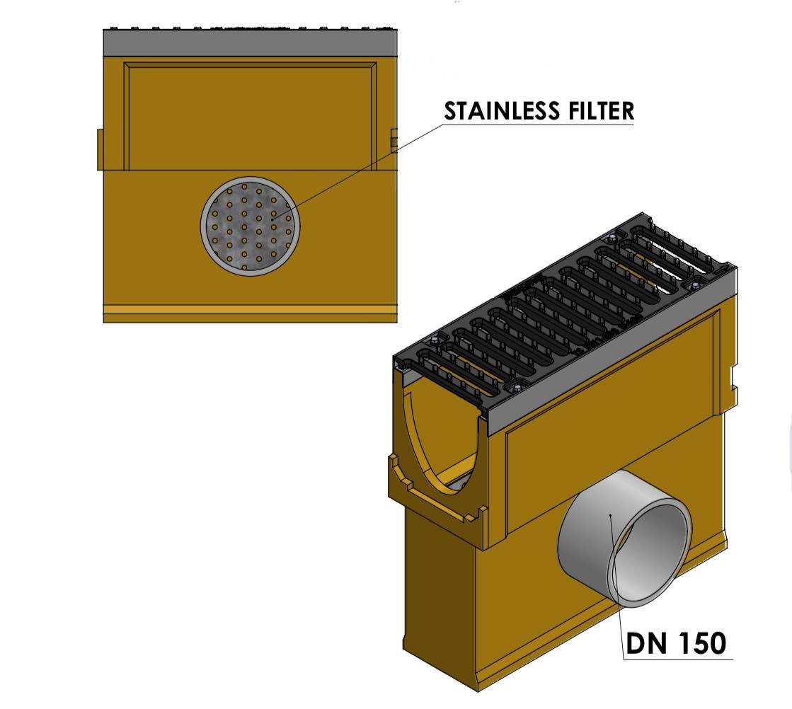 Collection shaft for linear drain V150, Class D400