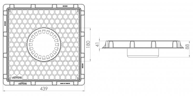Cover with a frame for collection shaft PP, 40x40, Class A15