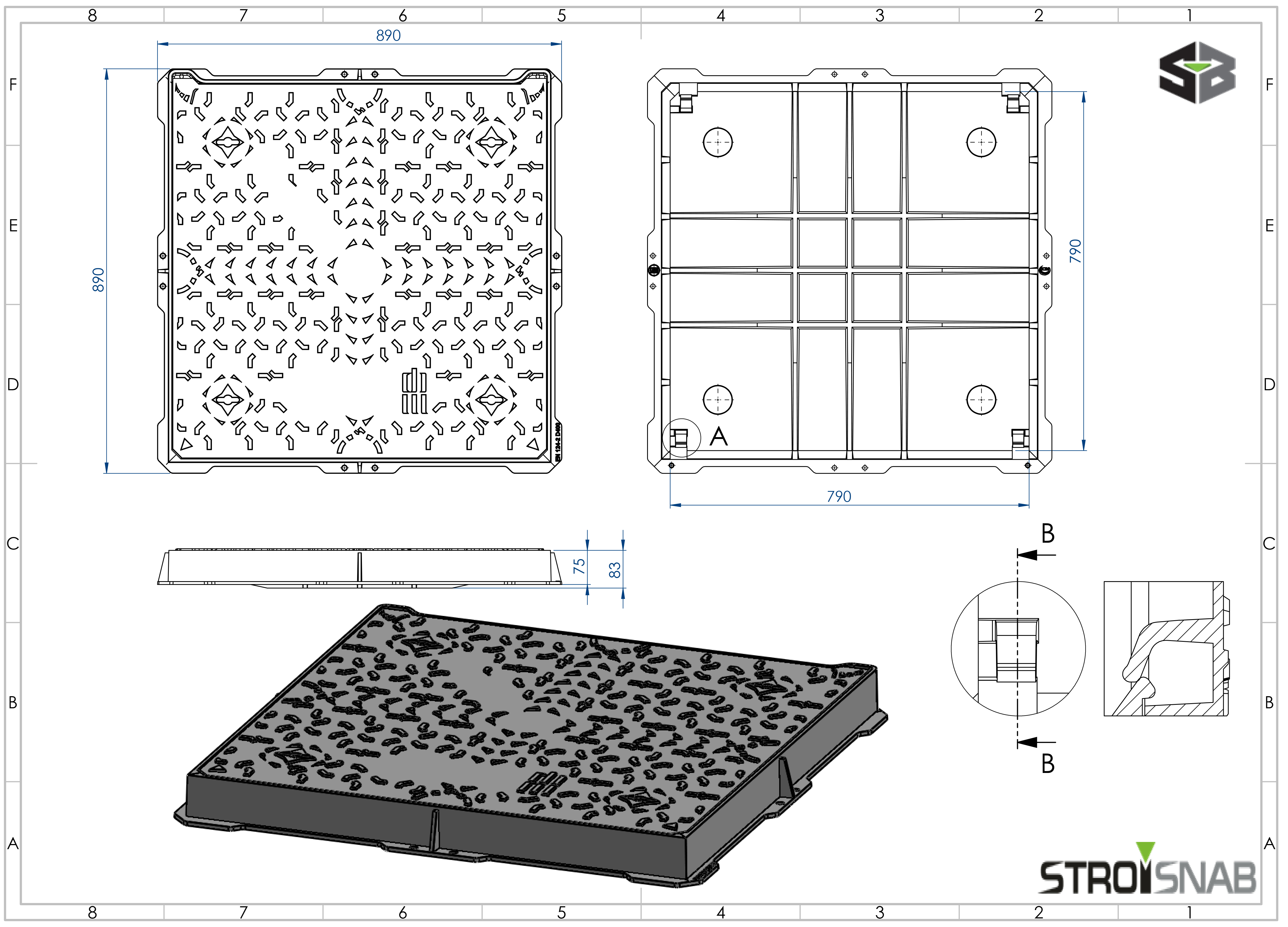 Чугунен Капак, Квадратен 800x800, Клас D400