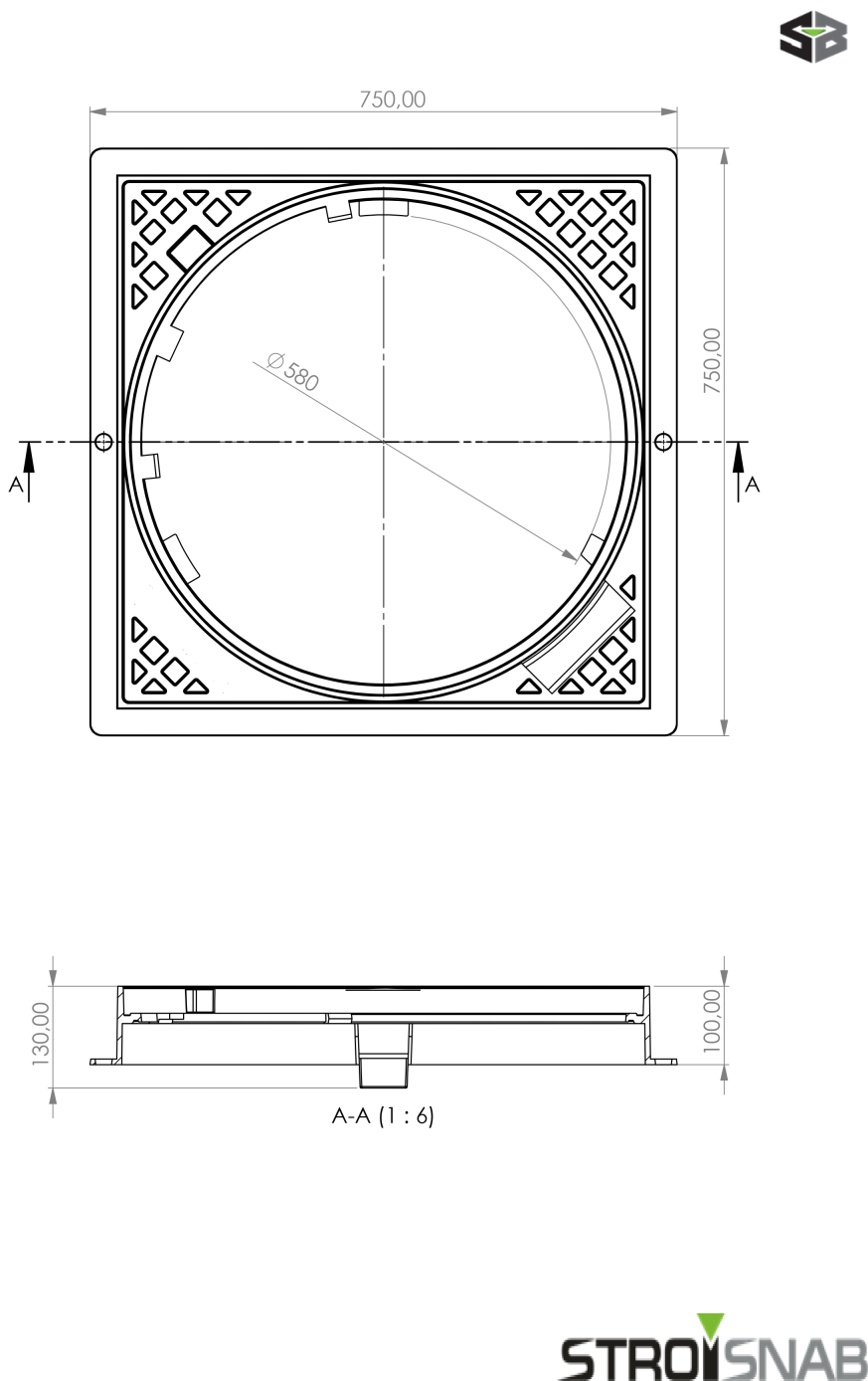Cast iron Cover, with square frame, Class D400