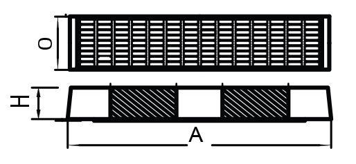 Polymer-concrete catch-drain grid, 320 x 500 mm, Class B125