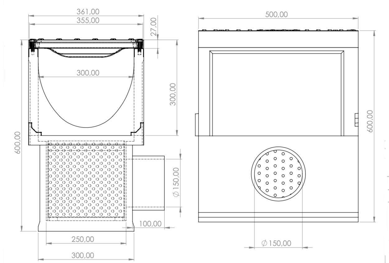 Collection shaft for linear drain V300, Class D400