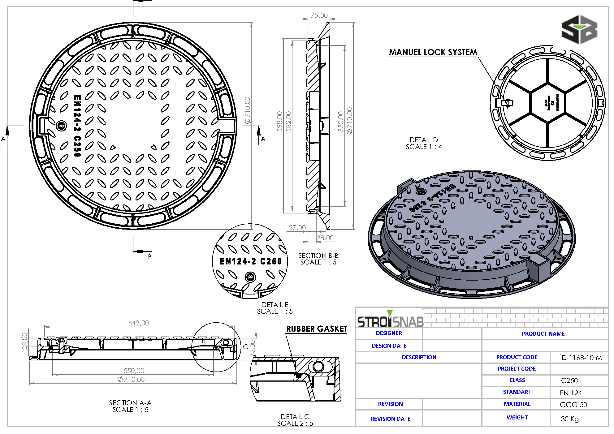 Cast Iron Covers, F600, Class C250