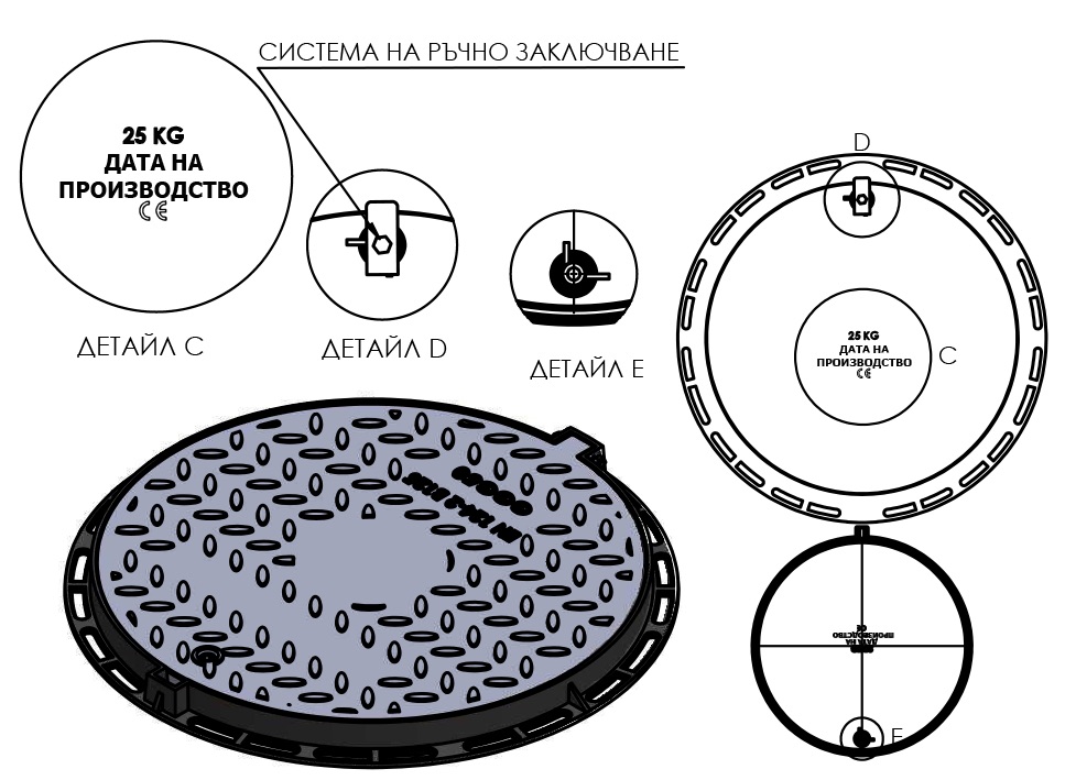 Cast Iron Covers, Ø600, Class B125