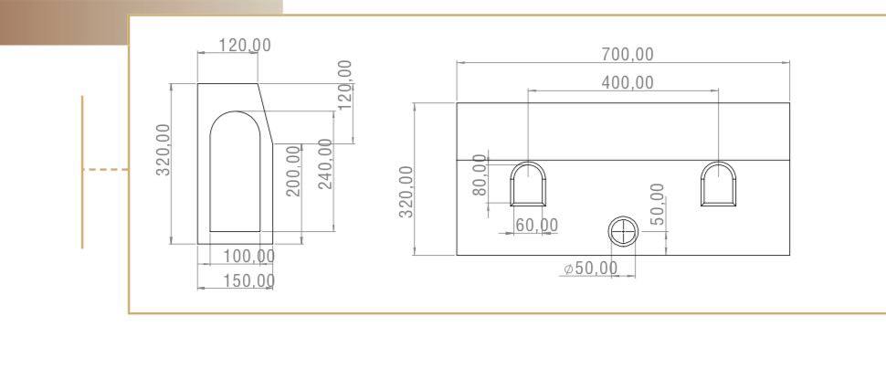 Monobloc - curb, 120 x 700 x 320 mm