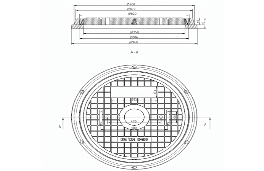 Lids made of glass-reinforced polymer-concrete, Ø820, Class D400