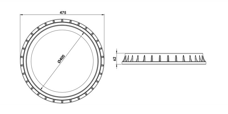Polypropylene PP cover, Ø400, Class A15