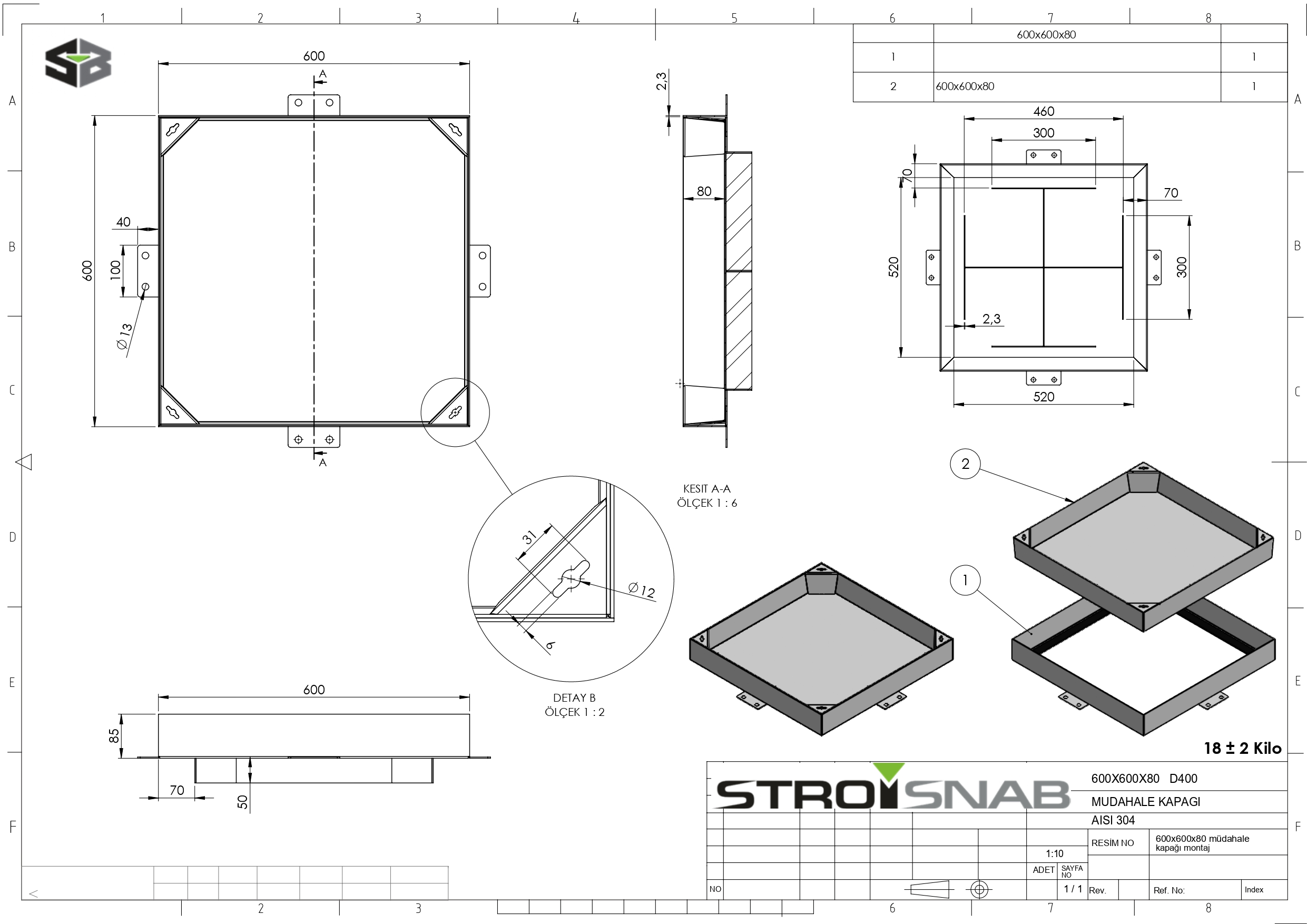 Капак за достъп с вграждане на настилка, Клас C250