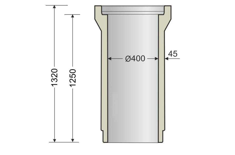 Concrete pipe Ø400 mm, L=1250 mm with socket