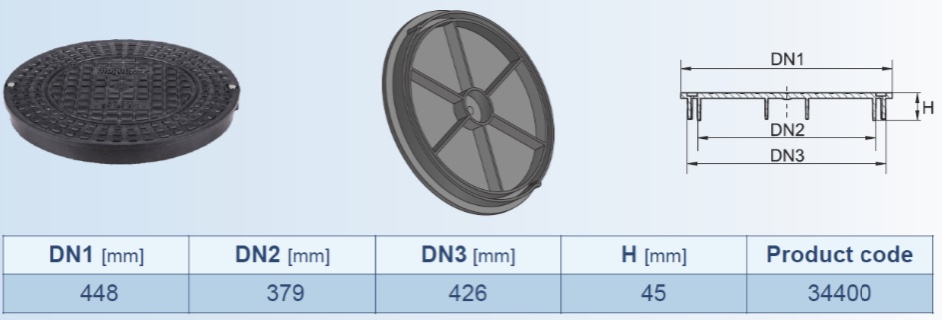 Cover PP, 400, Class A15, for installation in/in a smooth pipe