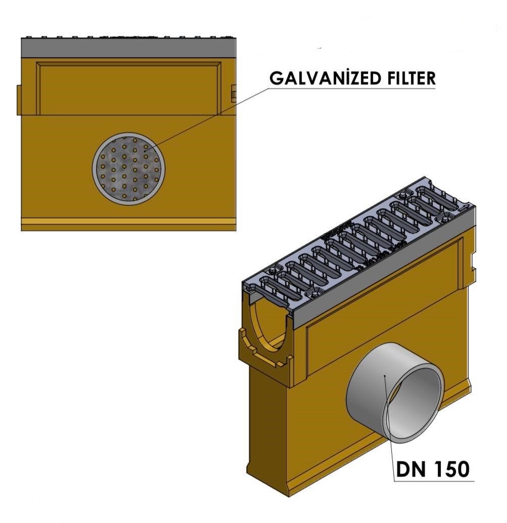 Collection shaft for linear drain V100, Class D400