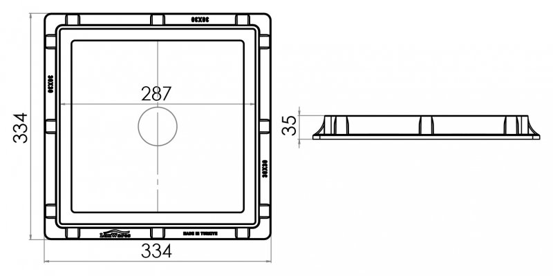 Cover siphon with a frame for collection shaft PP, 30x30, Class A15